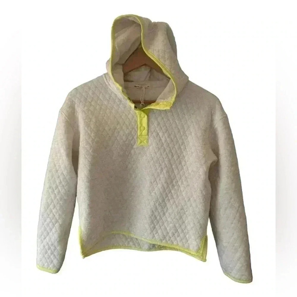 Marine Layer Reversible Lady Corbet Cream Neon Yellow Size XS Snap Neck - Picture 4 of 11